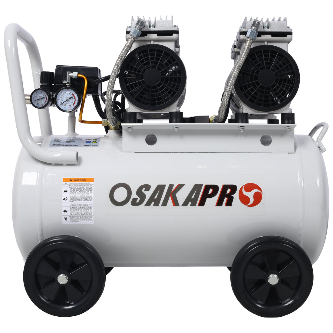 2.5 Hp Ultra Quiet Air Compressor 13 Gallon, Oil Free, Electric Shop Air Compressor Portable,Lightweight With Wheels, 70 Dba Noise Level, With Automatic Drain Valve,Light Gray Light Gray Metal