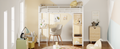 Twin Size Metal Loft Bed With Built In Wardrobe, Desk And Shelves, Black Expected Arrival Time: 9.3 Box Spring Not Required Twin White Metal Mdf Metal