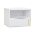 Set Of 2 Wall Mounted Wooden Nightstand, White White Mdf