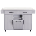 K&K Kitchen Island With Trash Can Storage Cabinet, Kitchen Cart With Drop Leaf, Spice Rack, Towel Rack And Drawer, Rolling Kitchen Island On Wheels With Adjustable Shelf, Grey Grey Gray Kitchen