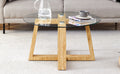 Modern Practical Circular Coffee Tables. Made Of Transparent Tempered Glass Tabletop And Wood Colored Mdf Material. Suitable For Living Rooms And Bedrooms.31.5