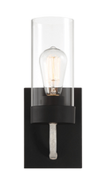 Zephyr Single Light Sconce With Clear Glass Metal Black Finish Black,Clear Glass,Metal