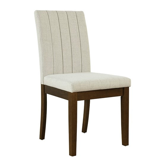 Upholstered Channel Back Dining Chair Set Of 2 Light Taupe See Below Beige Wood