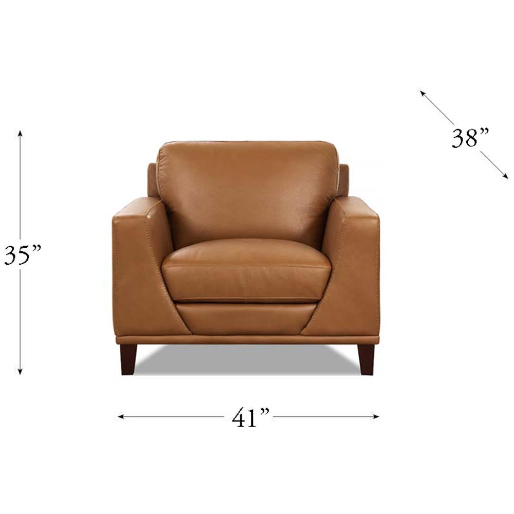 Soma Leather Chair Cognac Primary Living Space Mid Century Modern Eucalyptus Down Filling Genuine Leather