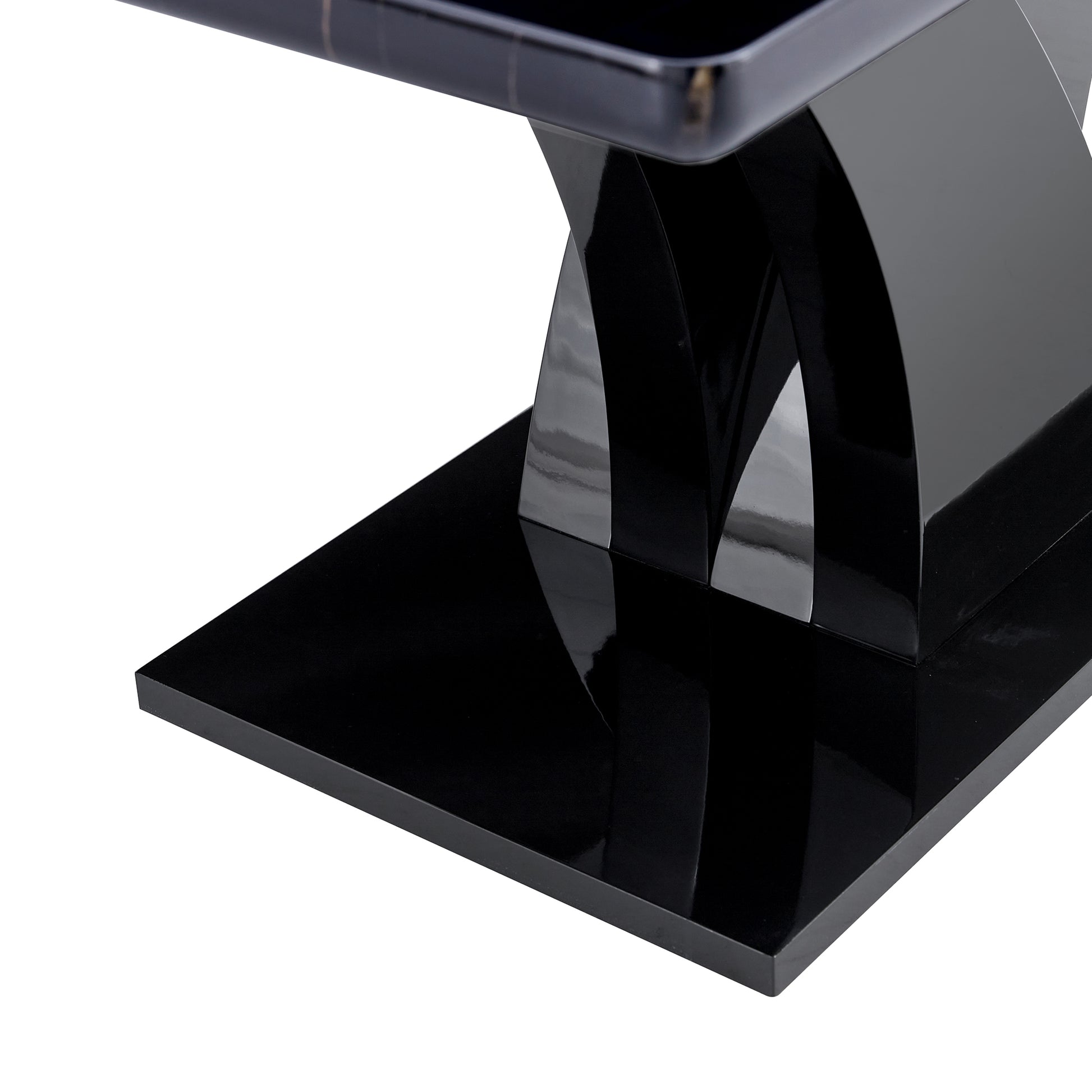 Table And Chair Set, Modern Dining Table, Black Tabletop And Black Mdf Leg Table, Soft And Comfortable Dining Chair, Perfect For Dinner, Meetings, Home And Office Decor White Black Mdf
