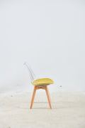 Wood Leg And Transparent Back Chair,Set Of 4,Dining Chair,Coffee Chair Transparent Wood Plastic