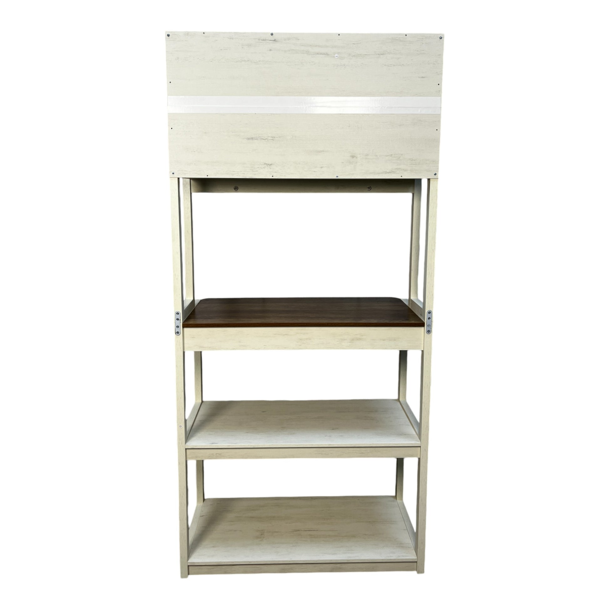 31.50" White And Rustic Brown Color 5 Tier Bakers Rack For Kitchen With Storage, Coffee Bar, Kitchen Shelves, Microwave Stand Brown White Particle Board