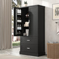 Tall Bathroom Storage Cabinet, Cabinet With Two Doors And Drawers, Adjustable Shelf, Mdf Board, Black Black Mdf