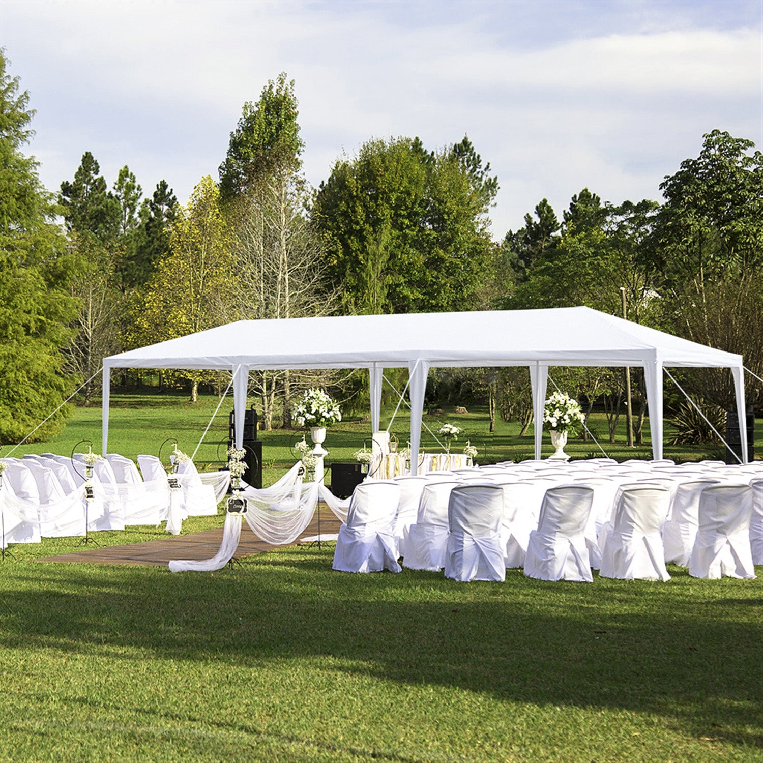 10X30' Outdoor Garden Gazebo Wedding Party Tent Canopy Marquee With 8 Removable Sidewalls White Metal