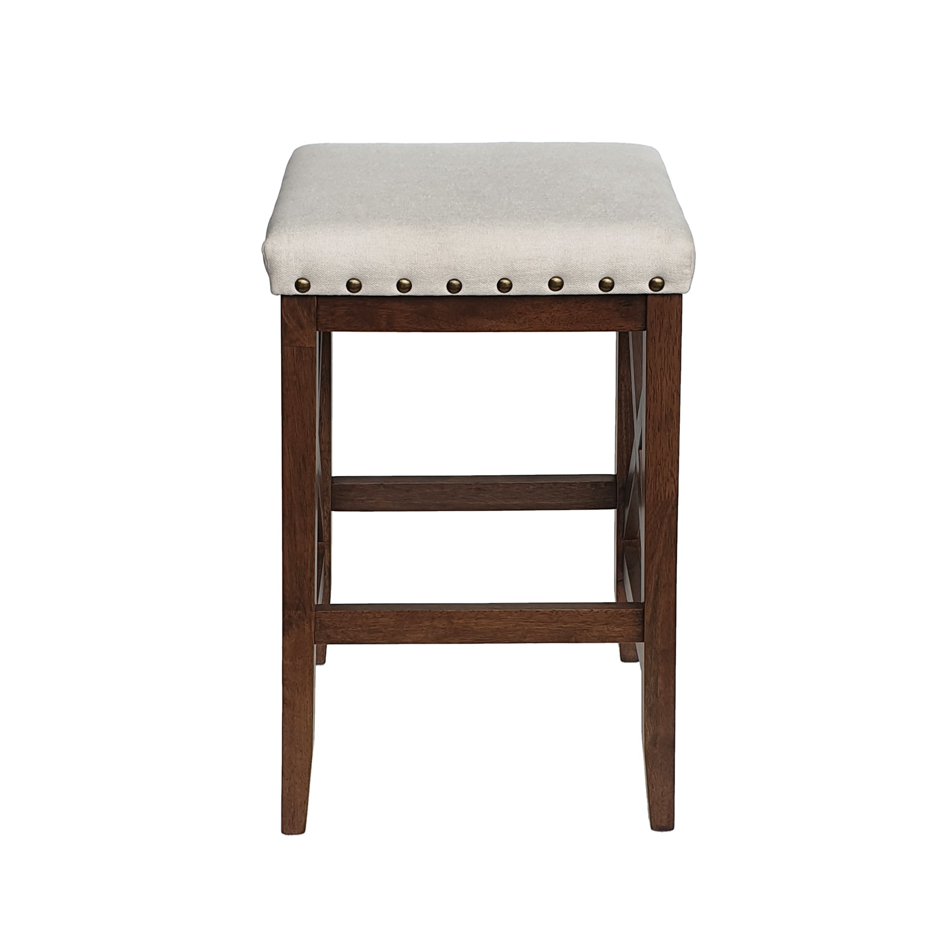 Saddle Barstool Beige Rubber Wood