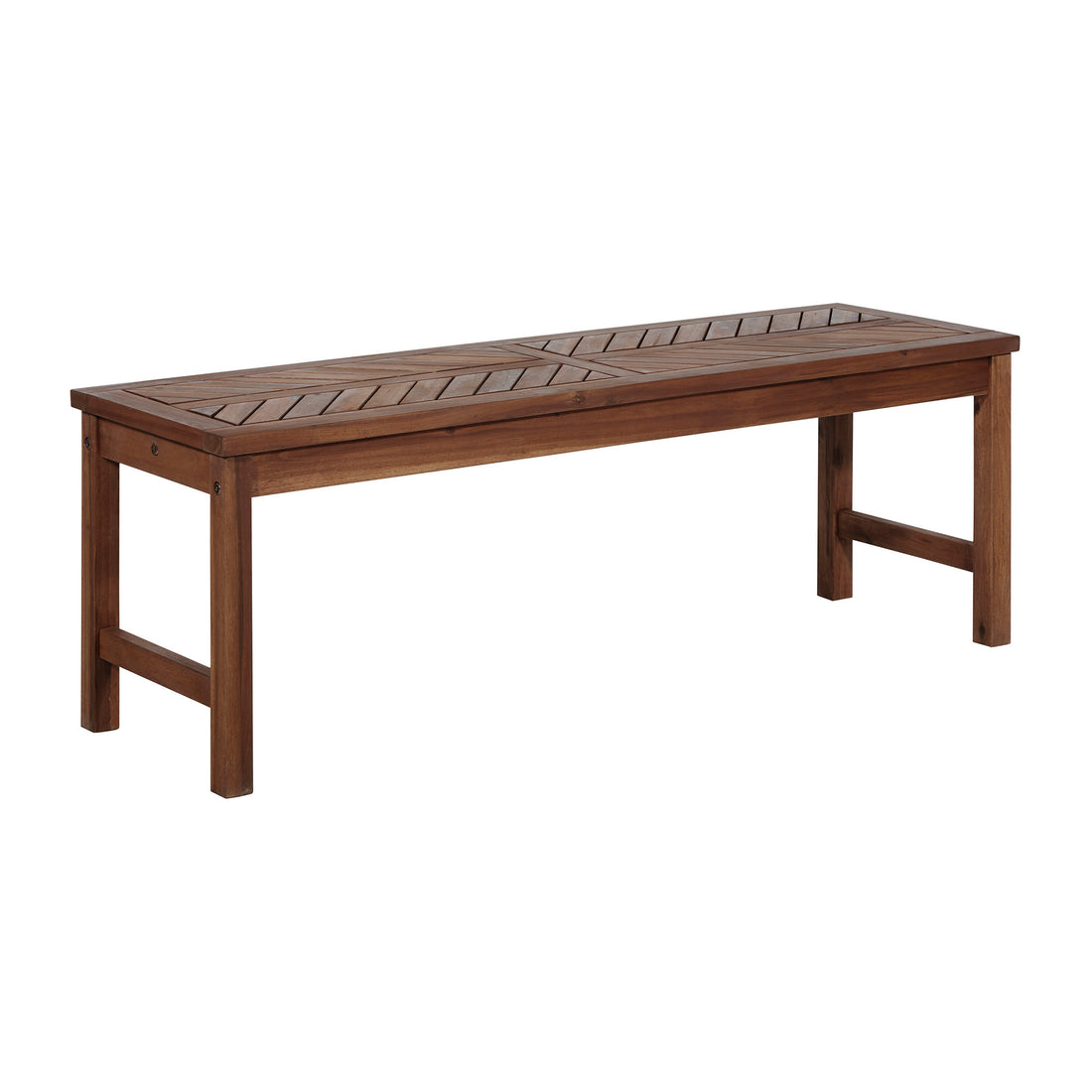 Modern Chevron Top Solid Wood Patio Bench Dark Brown Dark Brown Polyester Acacia Wood