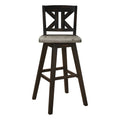 Pub Height Chairs Set Of 2, Distressed Gray And Black 360 Degree Swivel Chair Solid Rubberwood Furniture, Divided X Back Bar Chairs Black Gray Dining Room Rustic Solid Wood