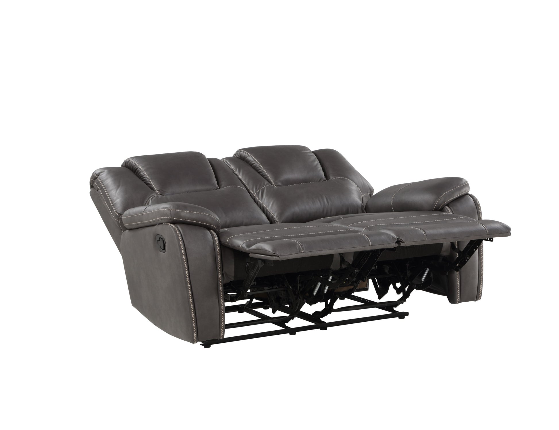 Katrine 3 Piece Living Room Set Charcoal Charcoal Faux Leather