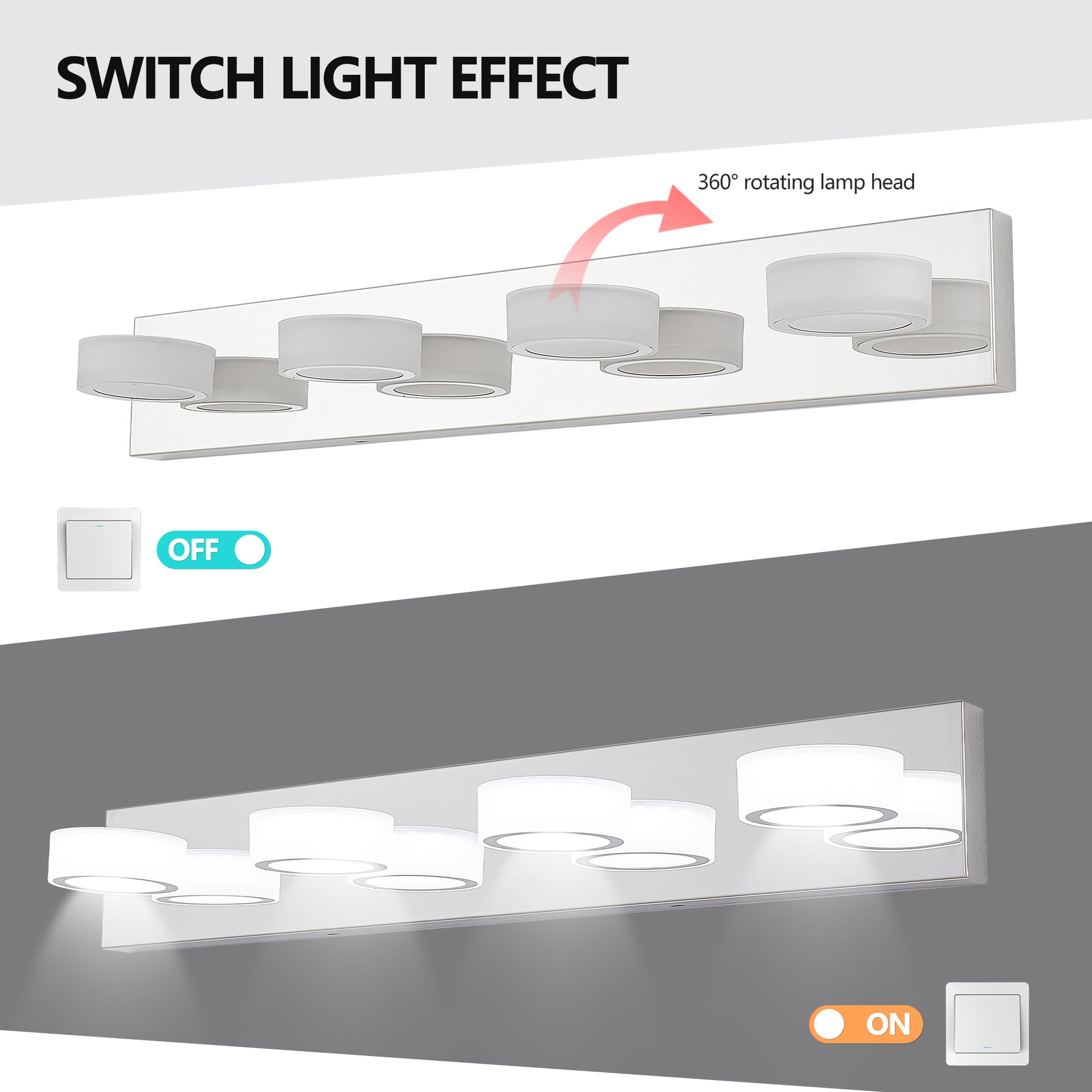 Led Modern Chrome 4 Light Vanity Lights Fixtures Over Mirror Bath Wall Lighting Chrome Acrylic,Stainless Steel