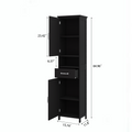 Double Door Narrow Height Slim Floor Standing Cabinet With 2 Adjustable Shelves Black Black Mdf