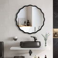 Solid Wood Wavy Mirror Black Vanity Mirror Wall Decor 36