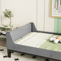 Twin Bed With Headboard, Footboard, Safeguards, Built In Bed End Book Storage Rack ,Grey Twin Grey American Design Pine