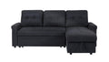 Variable Sofa Bed With Storage And Usb Charging Port Black Wood Medium Soft Foam Cotton Linen 3 Seat