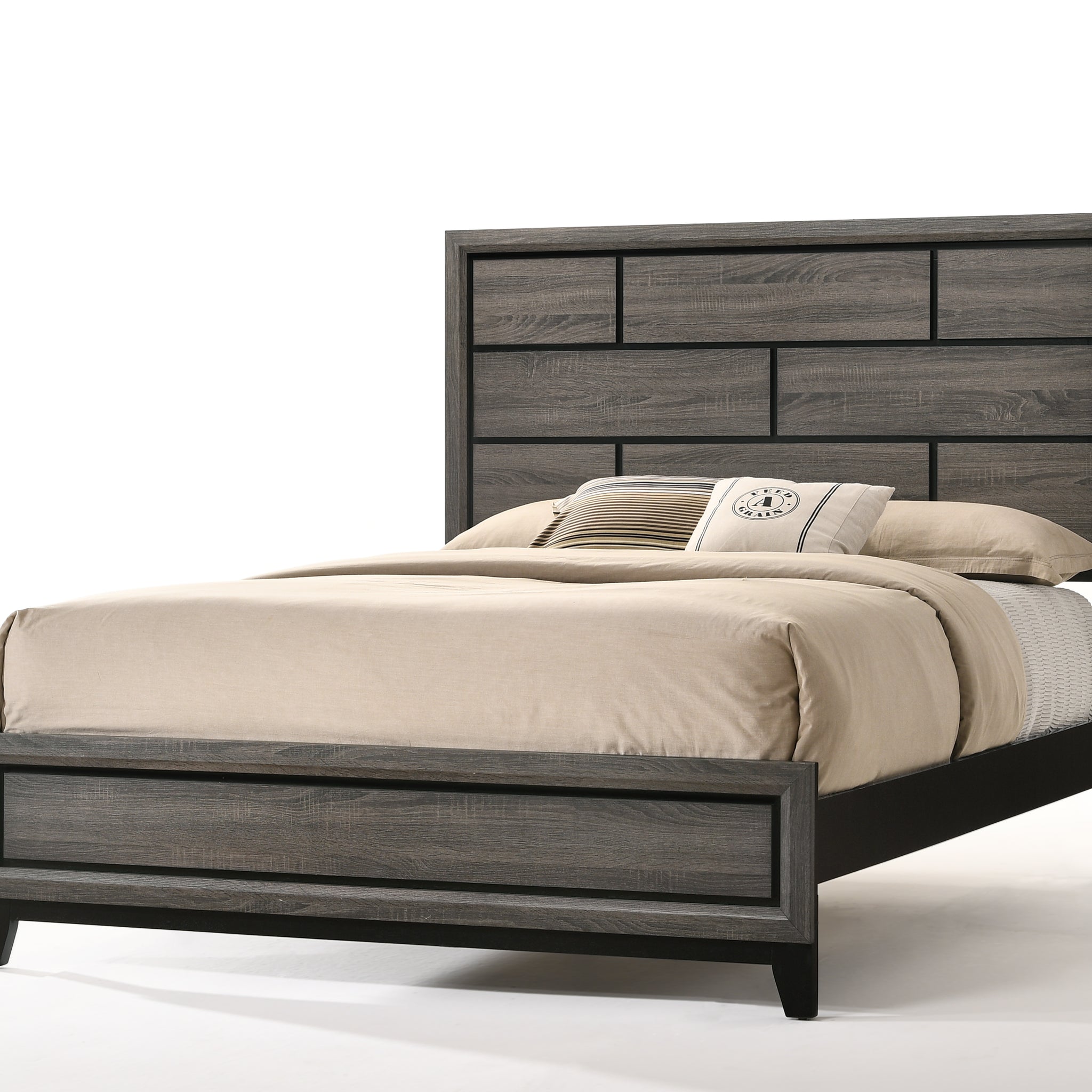 Weathered Grey Queen Bed Box Spring Required Queen Gray Wood Gray Panel Wood