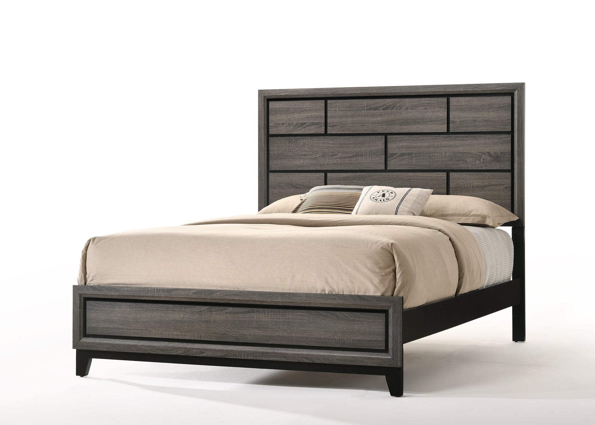 Weathered Grey Queen Bed Box Spring Required Queen Gray Wood Gray Panel Wood