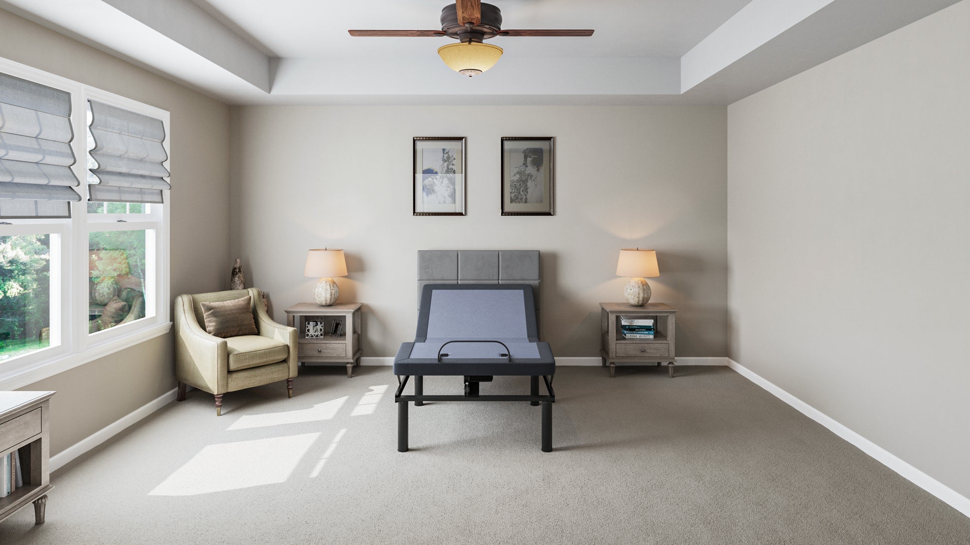 Bt2000 Twin Adjustable Bed Base With Full Range Positions Adjustment Box Spring Not Required Twin Blue Grey Steel