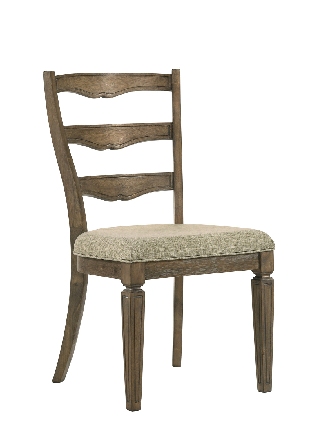Parfield Light Brown Fabric & Weathered Oak Finish Side Chair Set Of 2 Light Brown,Oak Fabric,Synthetic Wood