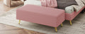 Modern Corduroy Upholstered Ottoman With Metal Legs, Storage Bench For Bedroom,Living Room,Pink Pink Polyester Solid Wood Mdf