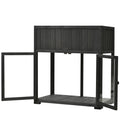 Patio 35.4''X17.7''X37.4'' Mini Wood Cold Frame, Compact 2 Doors Garden Greenhouse With Wheels, Raised Bed With Liner For Indoor Outdoor Use, Black Black Garden & Outdoor Casual Wood