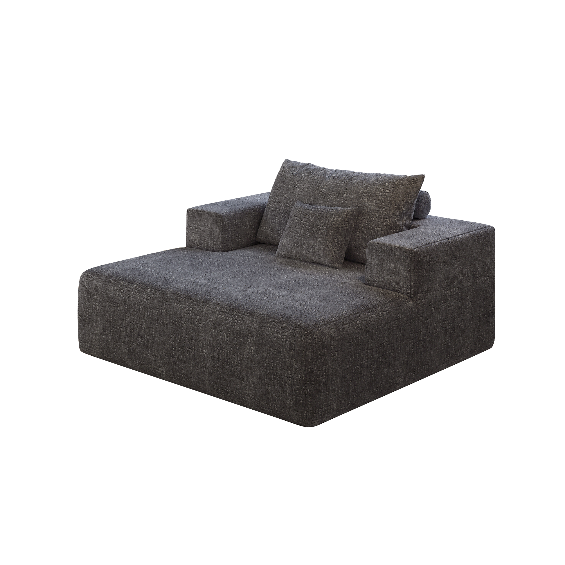 55 Inch Chenille Sponge Sofa Lounge Chair,No Assembly Required,Fluffy Modern Sleeper Chair For Indoor Living Room Bedroom Grey Foam Chenille 1 Seat