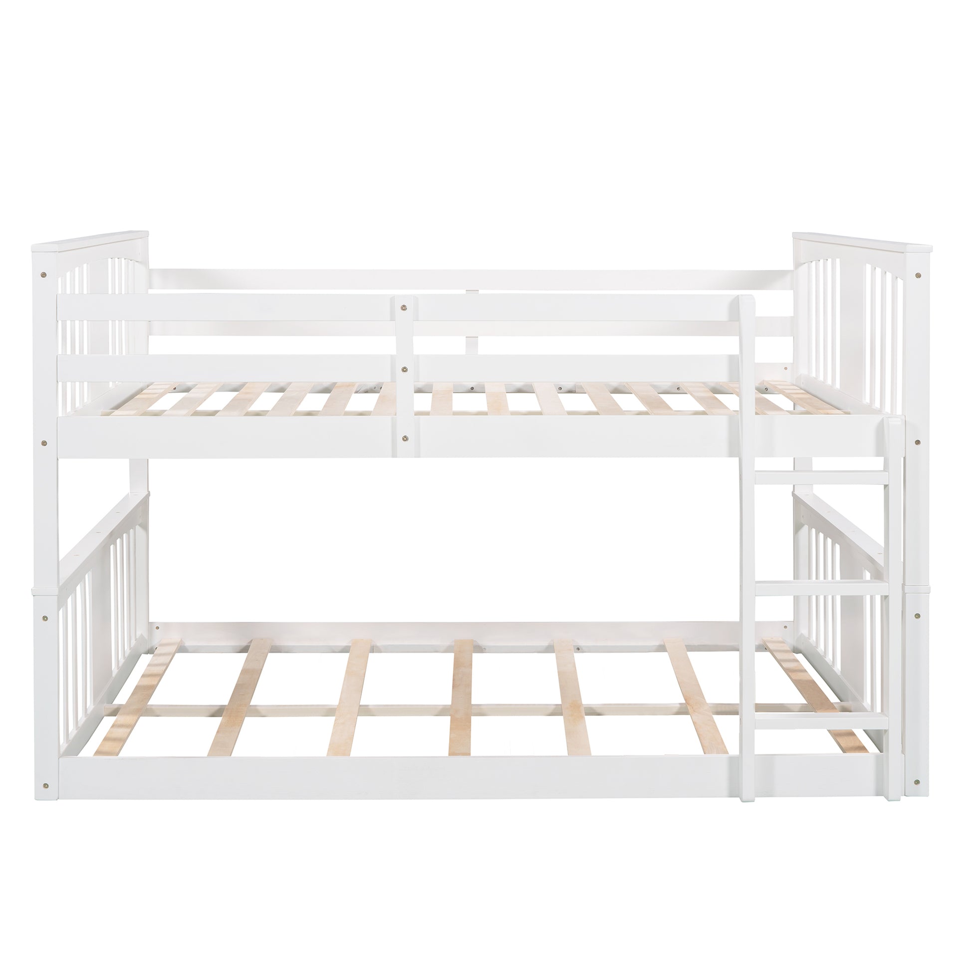 Full Over Full Bunk Bed With Ladder, White Old Sku :Lp000207Aak Full White Solid Wood