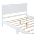 Full Size Wood Platform Bed Frame, Retro Style Bed With Rectangular Headboard,No Need Box Spring,White Full White Wood