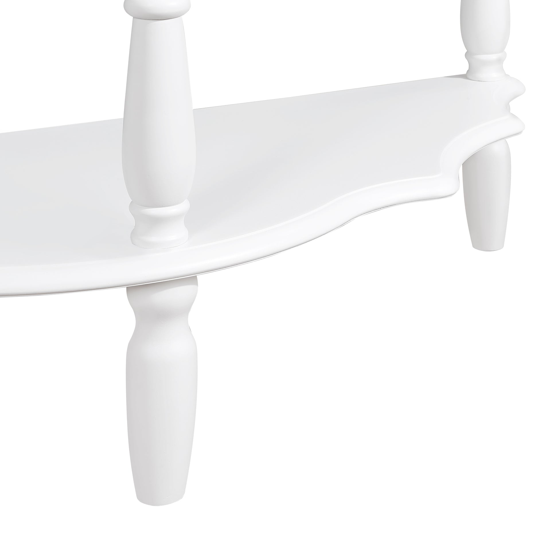 42'' Retro Circular Curved Half Moon Console Table With Cloud Design Top And Open Shelf Solid Wood Frame And Legs, Milk White Milk White Primary Living Space Retro Pine Console Tables Pine
