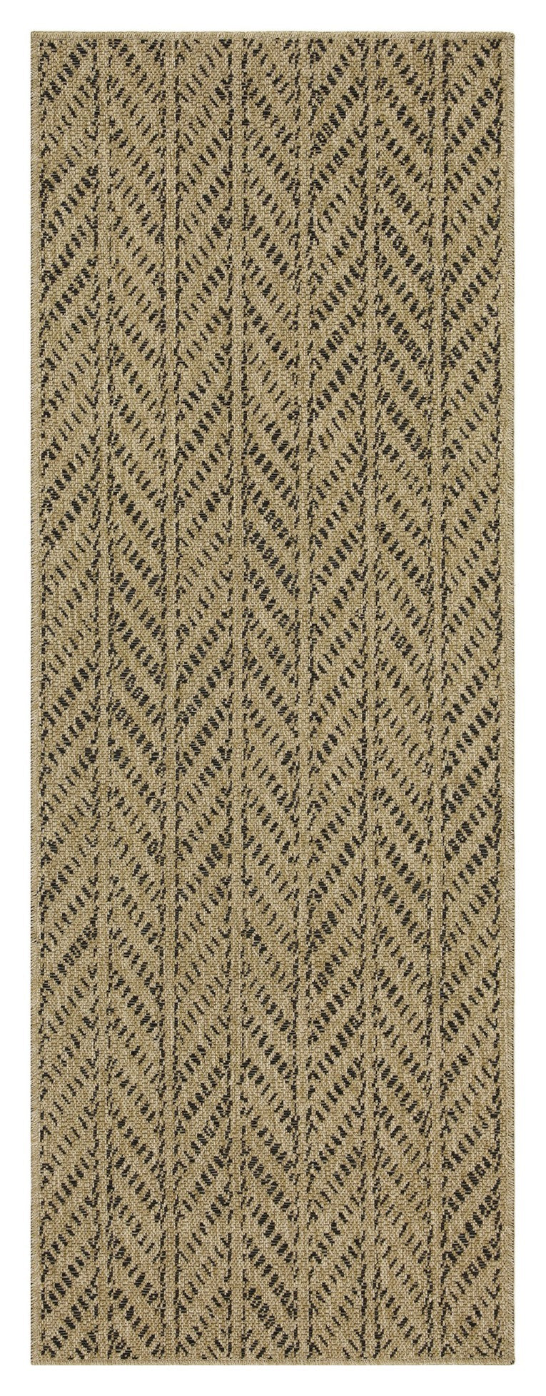 Earth Gc Ntl1012 Jute Black 2 Ft. 7 In. X 7 Ft. 3 In. Indoor Outdoor Area Rug Natural Black Polyester Polypropylene