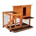 Detachable Rabbit Hutch With Removable Tray And Rolling Casters, Orange Orange Pine