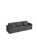 Modern Cotton Linen Modular Sectional Sofa, Convertible Sofa Set With Pillows, Oversized Sectional Couches For Living Room, Loft, Apartment, Office Dark Gray 3 Seats Wood Primary Living Space Medium Duty Pine 3 Seat Dark Gray Linen Medium Soft Cushion