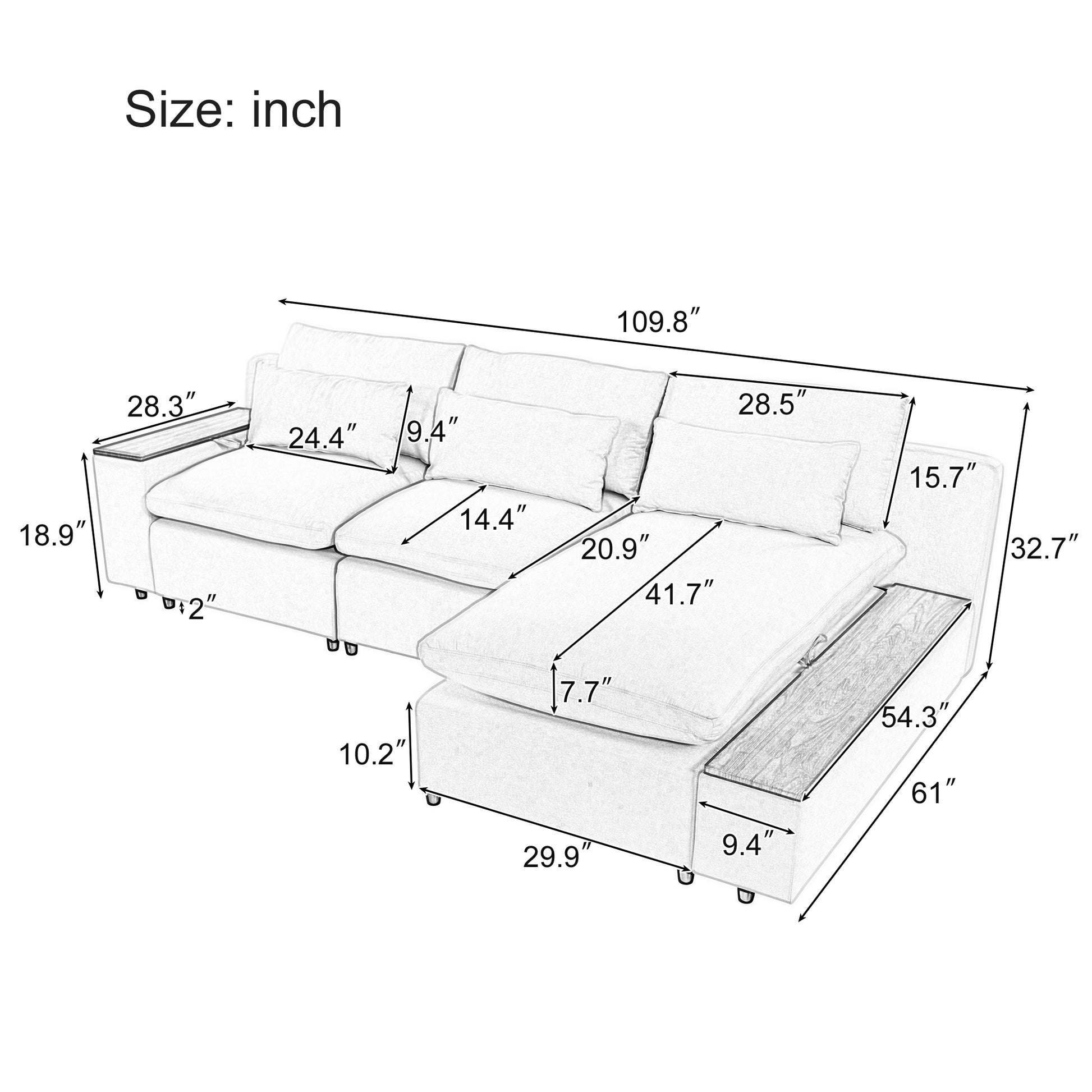 L Shaped Modular Sectional Sofa With Removable Back Cushions,3 Pillows And 2 Storage Spaces,Suitable For Living Rooms,Offices And Apartments Beige Polyester 3 Seat