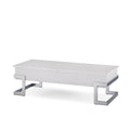 Calmam White High Gloss & Chrome Finish Coffee Table W Lift Top White Synthetic Wood
