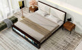 King Size Platform Bed Frame With Upholstery Headboard And Bookshelf In Footboard And Led Light Strips, Espresso King Espresso Solid Wood Mdf