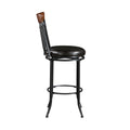 Swivel Pub Height Chair Black Metal Frame 1Pc Faux Leather Upholstery Seat Dining Furniture, Bar Chair Black Dining Room Metal