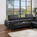 Black Color Sectional Couch 2Pc Set Living Room Furniture Faux Leather Right Facing Chaise And Left Facing Sofa Metal Legs Black Faux Leather Primary Living Space Classic,Contemporary,Modern L Shaped Faux Leather,Metal,Solid Wood 5 Seat