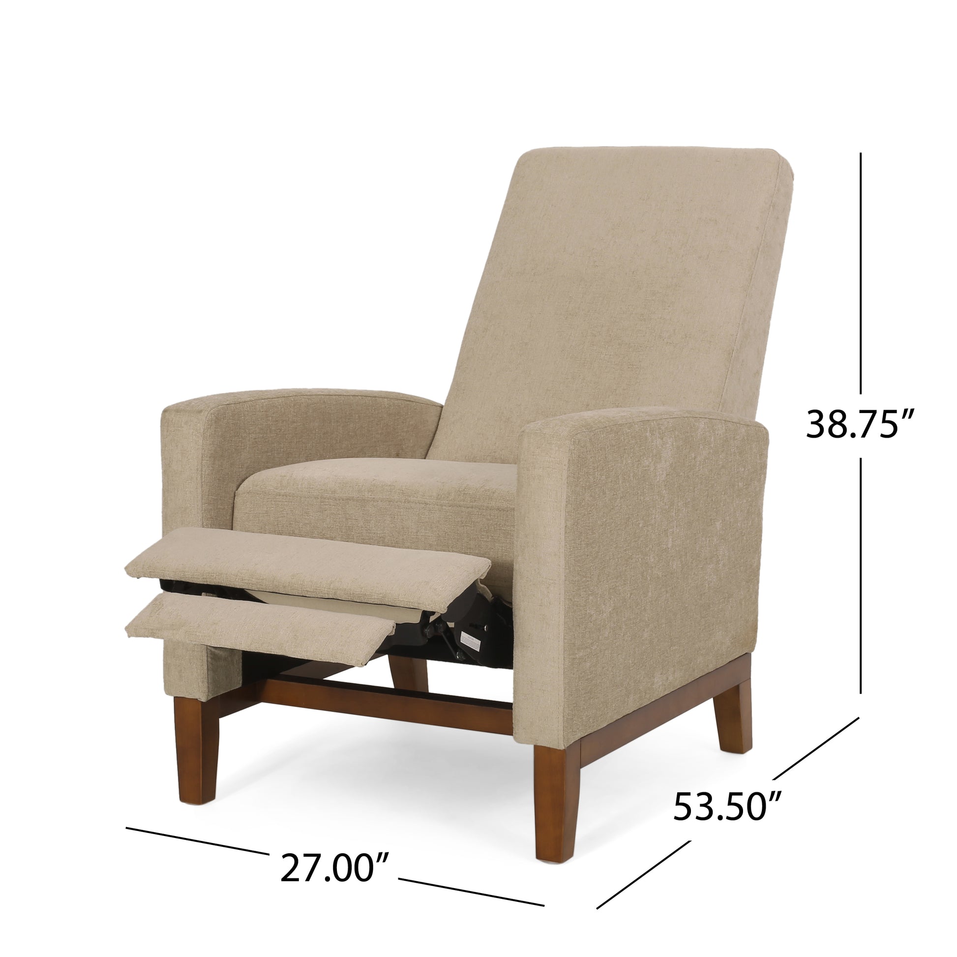 27'' Wide Wood Hand Manual Club Recliner Sand Fabric