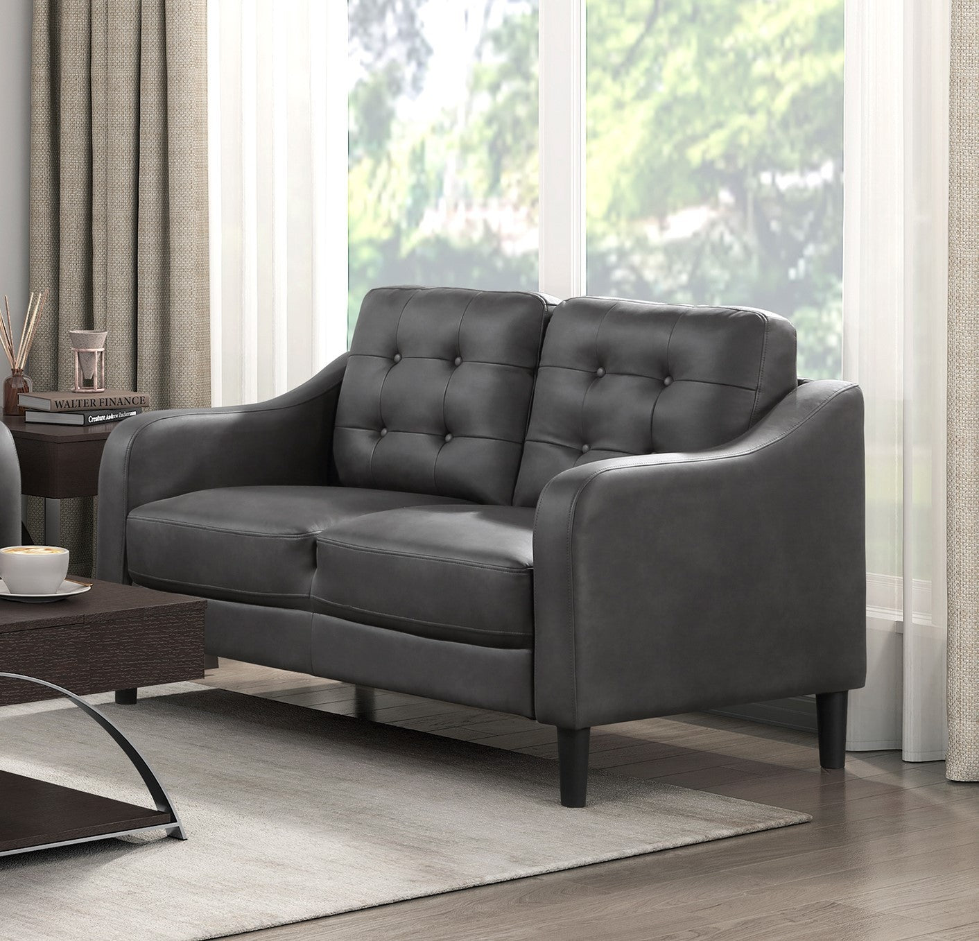 Gray 2Pc Sofa Set Microfiber Upholstered Sofa Loveseat Set Button Tufted Contoured Arms Solid Wood Frame Casual Living Room Furniture Gray Microfiber Wood Primary Living Space Traditional,Transitional Solid Wood 5 Seat