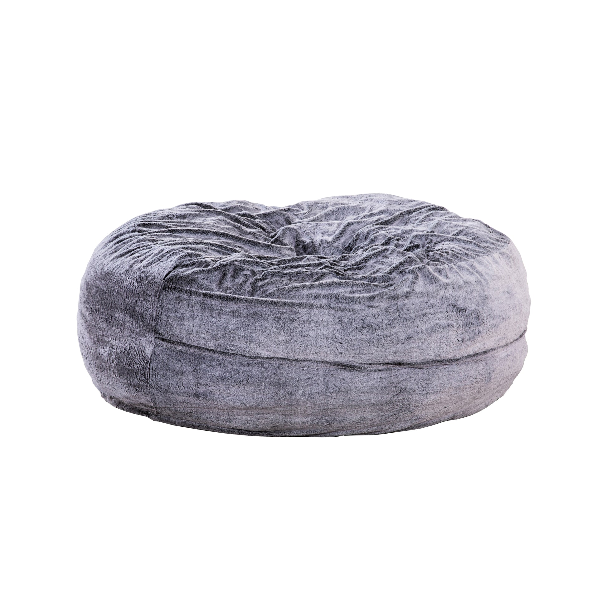 Classic 5Ft Faux Fur Memory Foam Bean Bag, Living Room Lounger, Soft Comfortable Bean Bag Chair, Purple Purple Polyester Primary Living Space Soft Backless Classic,Traditional Armless Memory Foam Polyester