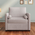 3 In 1 Convertible Sleeper Chair With Adjustable Backrest, Lounger Chair Turns Into Bed, Single Bed For Living Room, Linen, Tan Tan Linen