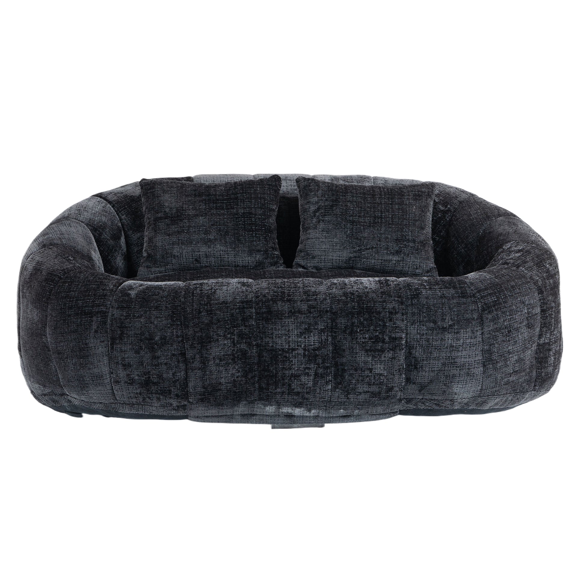 Coolmore Bean Bag Sofa Lazy Sofa Durable Comfort Lounger High Back Bean Bag Chair Couch For Adults And Kids, Indoor & Outdoor, Accent Floor Soft Lounge Chair Black Chenille Black Foam Chenille 2 Seat