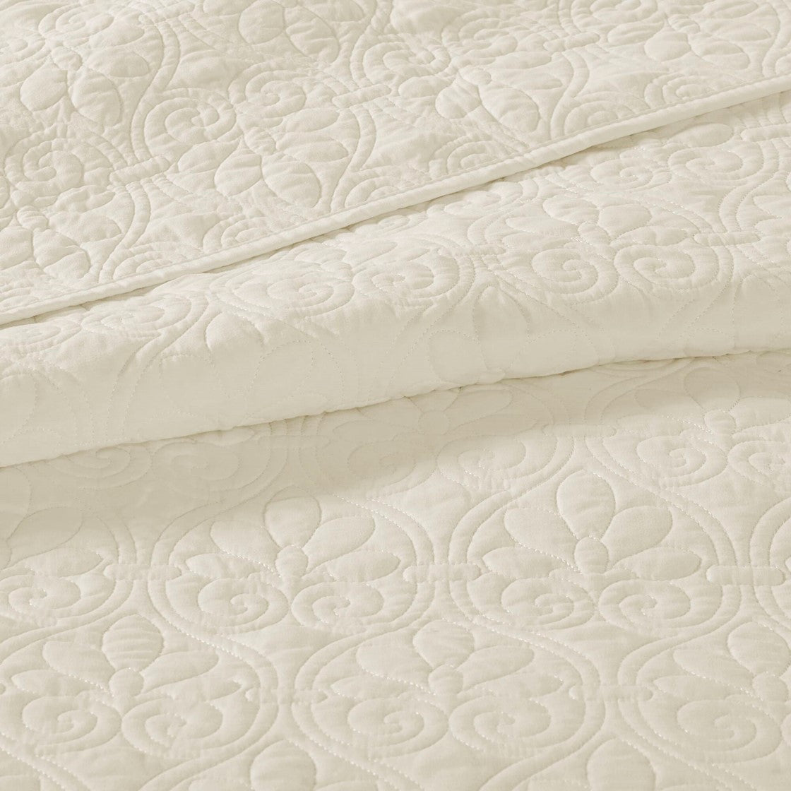 Reversible Quilt Set Cream Full Queen Cream Cotton