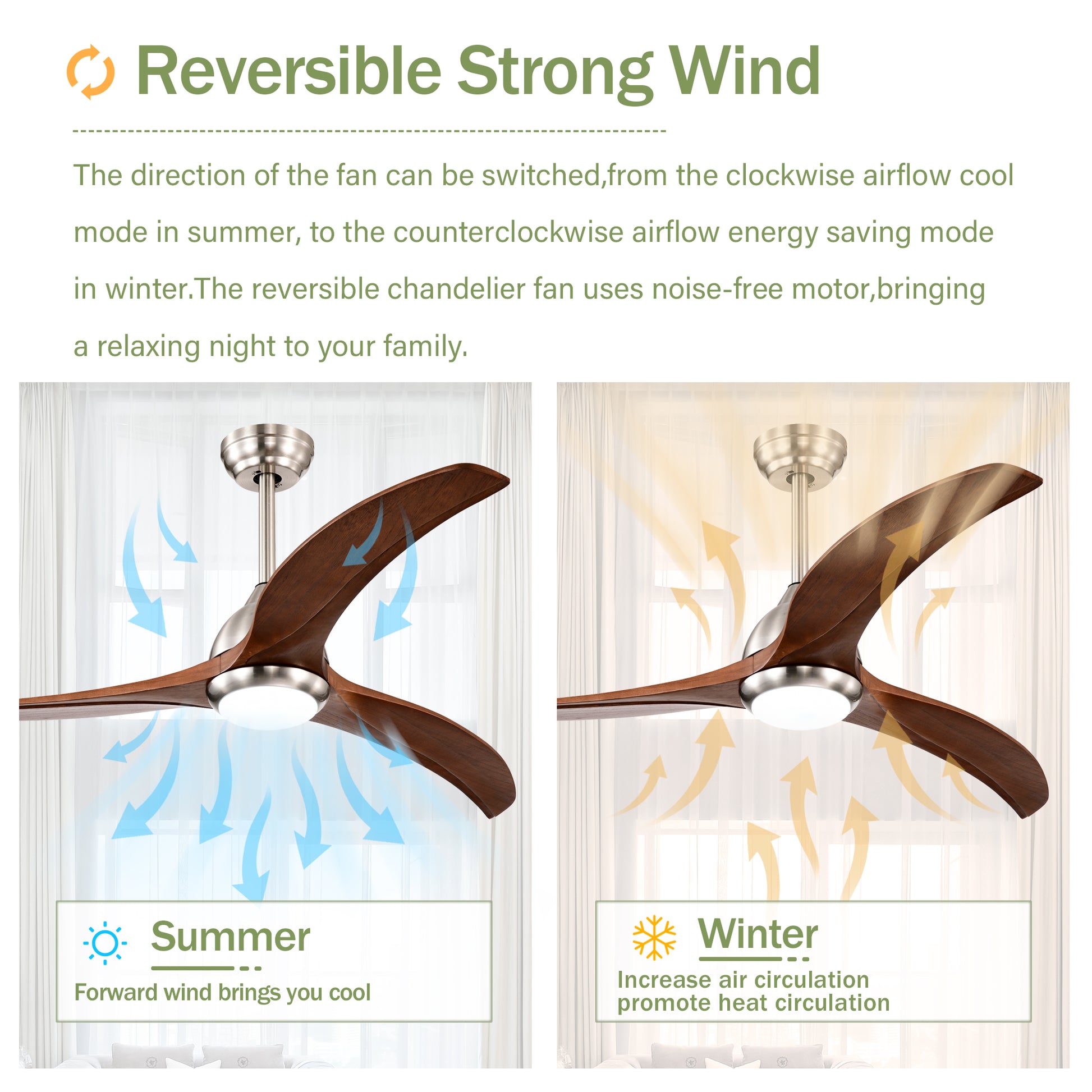 Same Sku W1592P176970 52" Solid Wood Blades Ceiling Fan With Light With Remote Control, Noiseless Reversible Motor, 6 Speed ,3 Colorfor Patio Living Room, Bedroom, Indoor. Stain Nickel Walnut Nickel