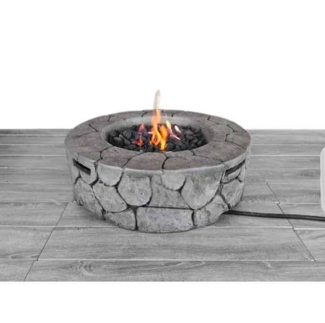 9'' H X 28'' W Fiber Reinforced Concrete Outdoor Fire Pit Stone Gray Garden & Outdoor Modern Stone Concrete