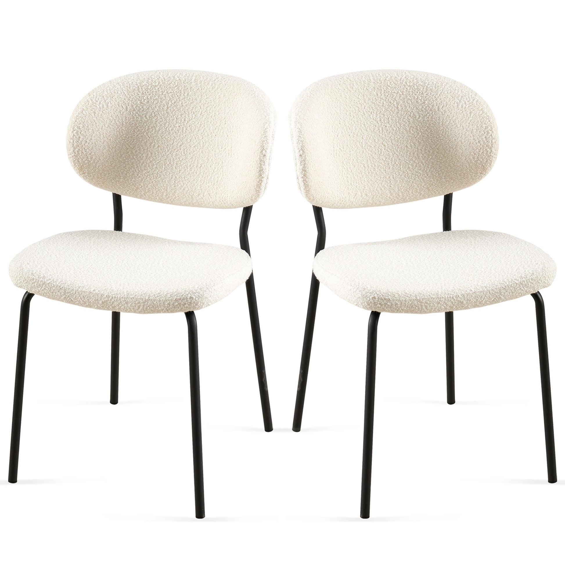 Beige Boucle Fabric Dining Chairs Set Of 2,Dining Chairs With Metal Legs For Dining Room, Kitchen, Living Room Metal Plaid Beige Dining Room Powder Coated Foam Dry Clean Modern Dining Chairs Solid Back Set Of 2 Foam Boucle