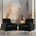 Mid Century Modern Accent Chair, Upholstered Armchair Living Room Chair, Comfy Single Sofa Chair With Metal Legs, Polyester Fabric Chair For Living Room Bedroom Black Sherpa